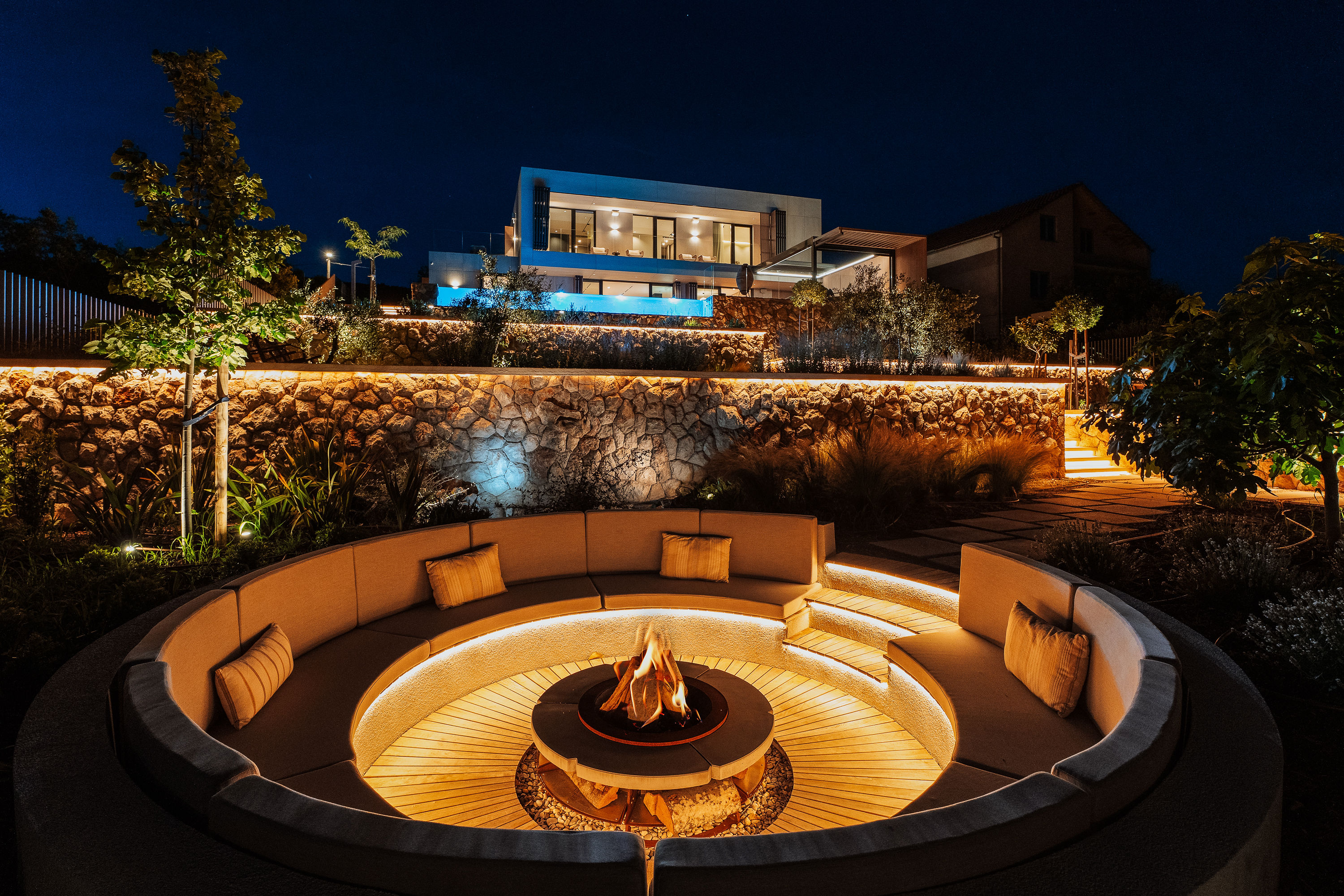 Villa Z1 — luxury villa croatia night firepit circle