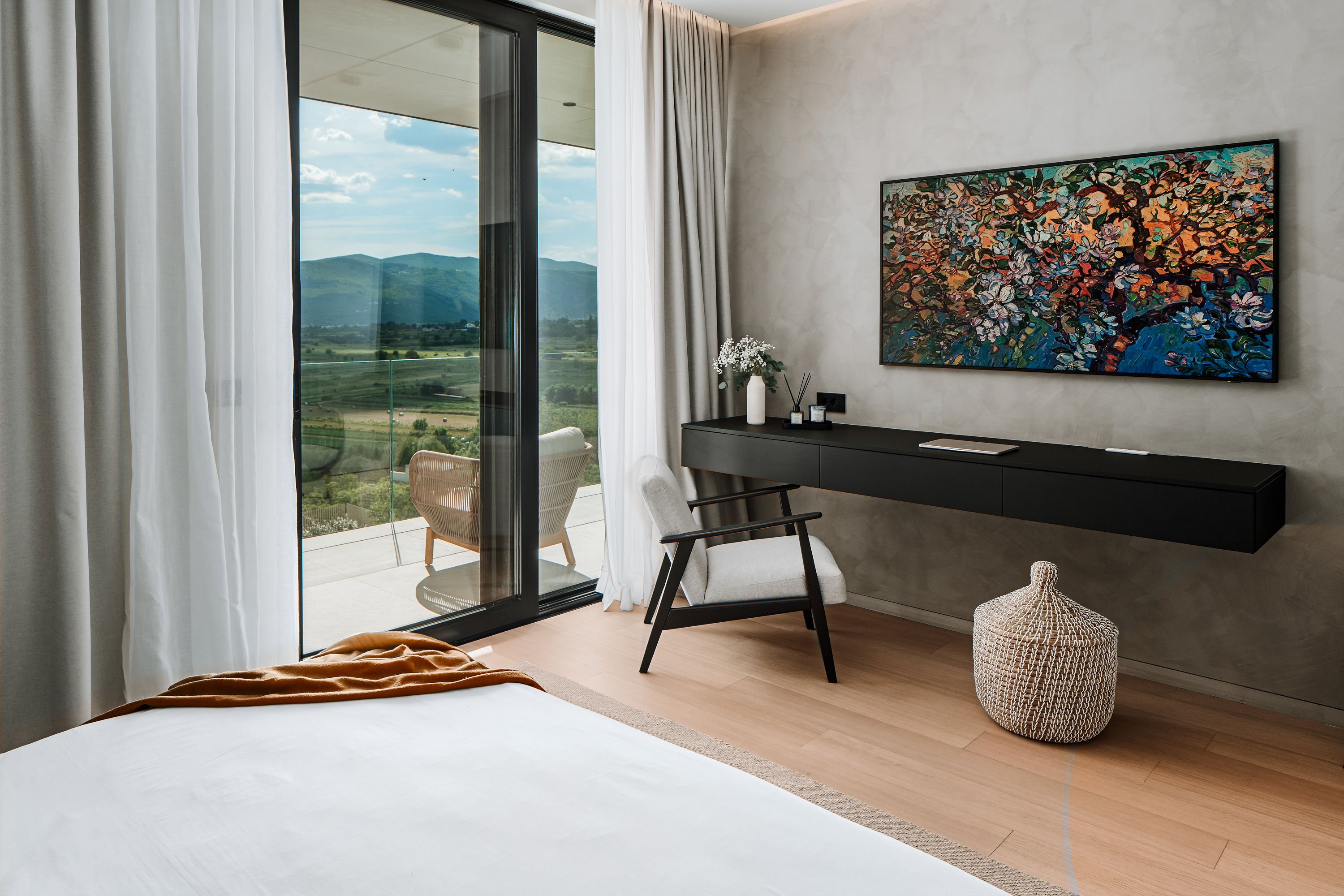Villa Z1 — luxury villa croatia bedroom artwork mountain view